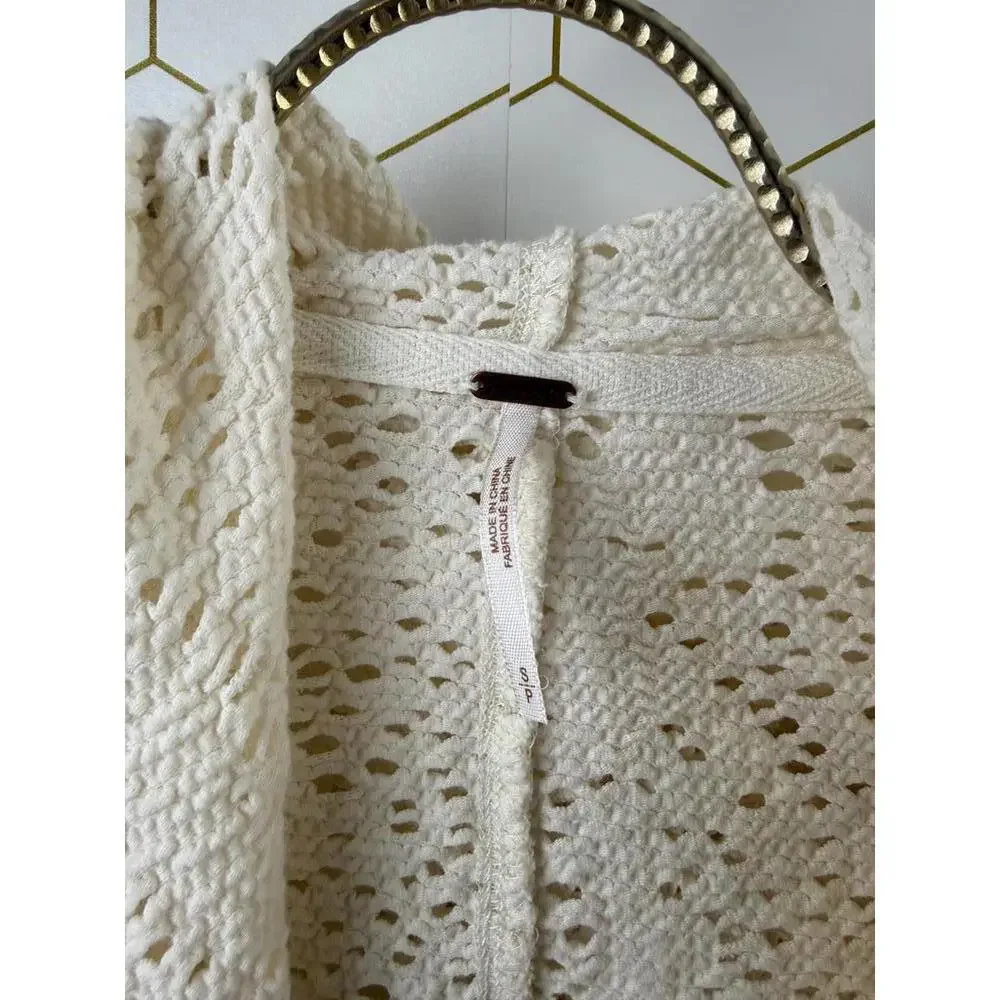 Free People Oversized Ivory Doily Cardigan Side Zip-up Jacket  - Size - Small
